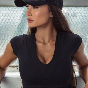 Bombshell Sportswear Black V-Neck Top